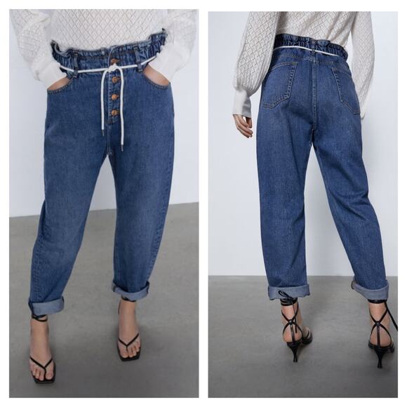 Zara Denim - ZARA Blue High Rise Baggy Rope Jeans